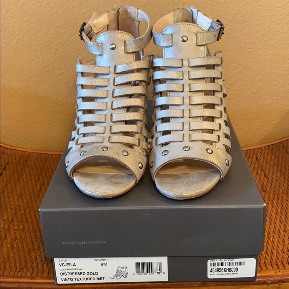 Vince Camino Distressed Gold gladiator sandal
